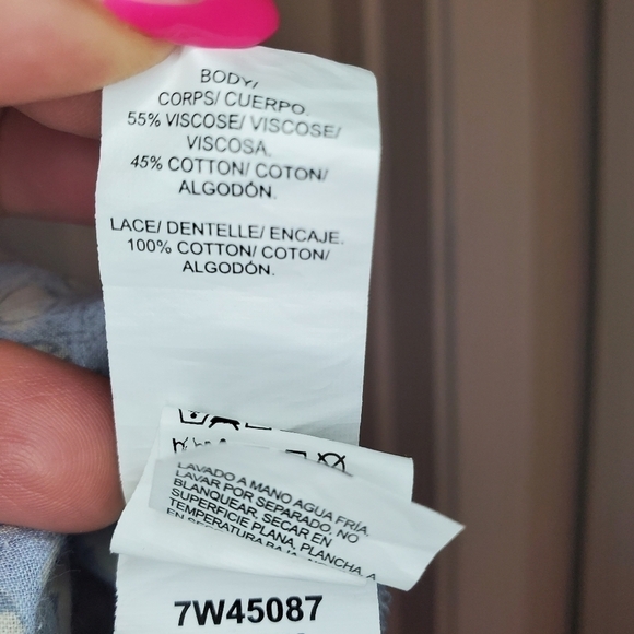 Lucky Brand Floral Lace Inset Keyhole Blouse Top Size L - Picture 6 of 8